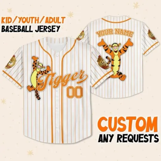 Discover Custom Disney Winnie The Pooh Tigger Baseball Custom Disney Jersey