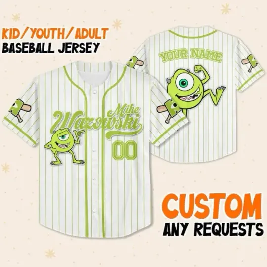 Discover Custom Disney Monster Inc Mike Wazowski Baseball Jersey