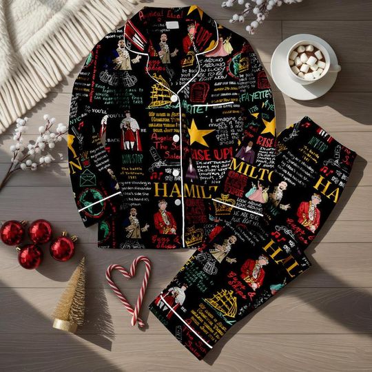 Discover Hamilton Musical Pajama Set for Adults, Broadway Theater Long Pajamas, Alexander Hamilton Gift