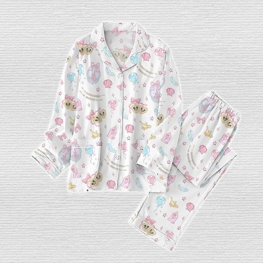 Discover Mickey Coquette Bow Pajamas Set, Disney Minnie Mouse Women Sleepwear, Castle Pajamas, Girly Disney Loungewear