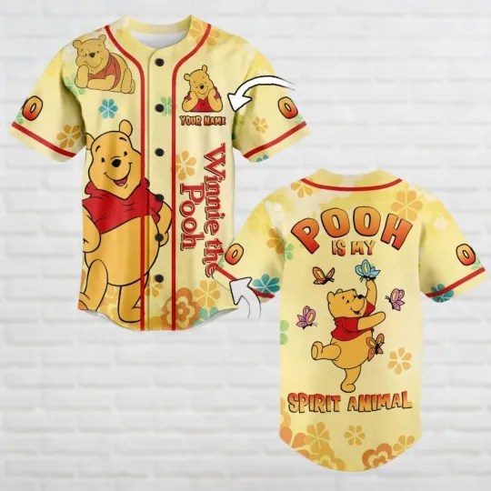 Discover Custom Pooh Bear Baseball Jersey Disney Cartoon Baseball Jersey