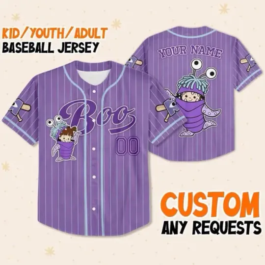 Custom Disney Monster Inc James Boo Baseball Jersey