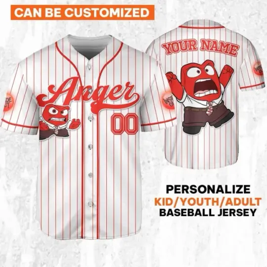 Discover Custom Disney Inside Out Anger Simple Baseball Jersey