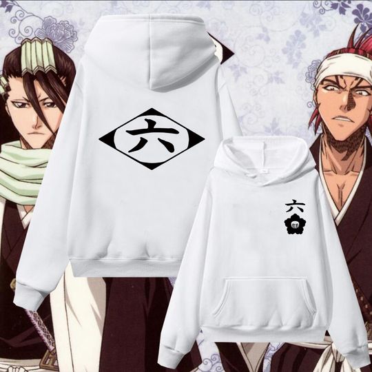 Discover Anime RIPP JUNC Kuchiki Byakuya Abarai Renji Hoodies sweatshirt Cosplay Gotei 6 Streetwear Man Woman oversized hoodies