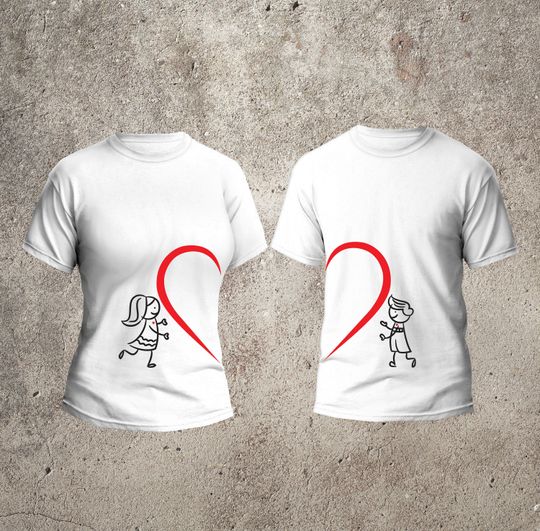 Discover Funny Couple Valentine: Matching Heart Shirt