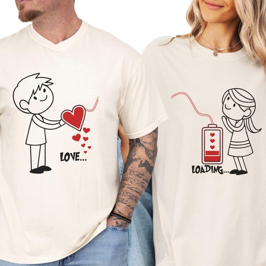 Comfort Colors Love Loading Couple Valentine Shirt Romantic Matching Shirt Valentines Couples Gift