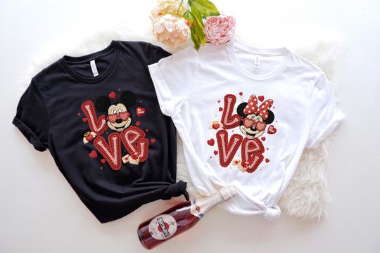 Mickey Minnie Valentine Couple Shirt, Love Matching Shirts for Couple, Valentines Day Gift