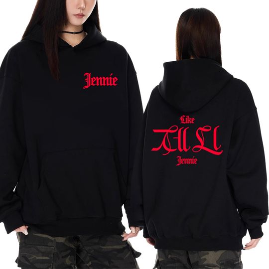 Discover 2025 New in Like JENNIE Ruby Album Single Double Sided printed Hoodie Unisex fashion Y2k pullover Men women Fleece Sweatshirt