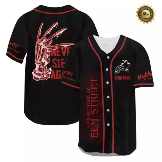 Personalized Freddy Krueger Never Sleep Again Halloween Baseball Jersey Shirt
