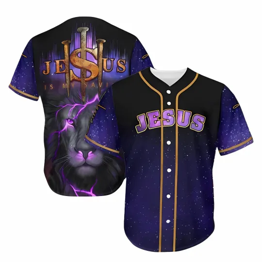 Discover Christian Baseball Jersey, Jesus Is My Savior Shirt. Lion of Judah Faith Jerse