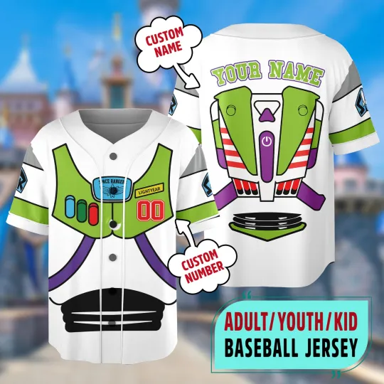 Discover Custom Disney Toy Story Buzz Lightyear Cosplay Baseball Jersey