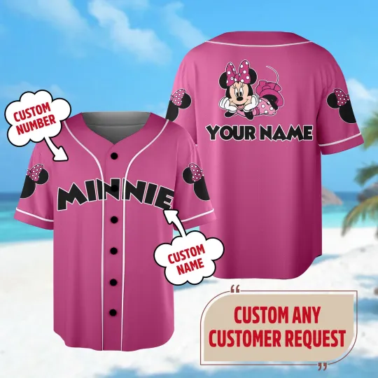 Discover Personalized Disney Minnie Mouse Baseball Jersey, Minnie Baseball Shirt