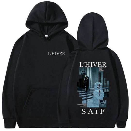 Discover Rapper L'HIVER Saif Album 2025 New Hoodie Men's Hip Hop Fleece Pullover Sweatshirt Retro Long Sleeve Oversized Hoody Streetwear