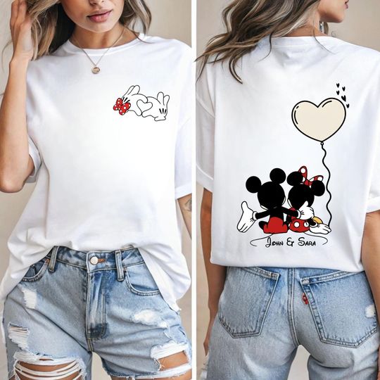 Custom Disney Couple, Disney Valentine T-Shirt, Personalized Disney Matching Tee, Micky and Minne Lovely