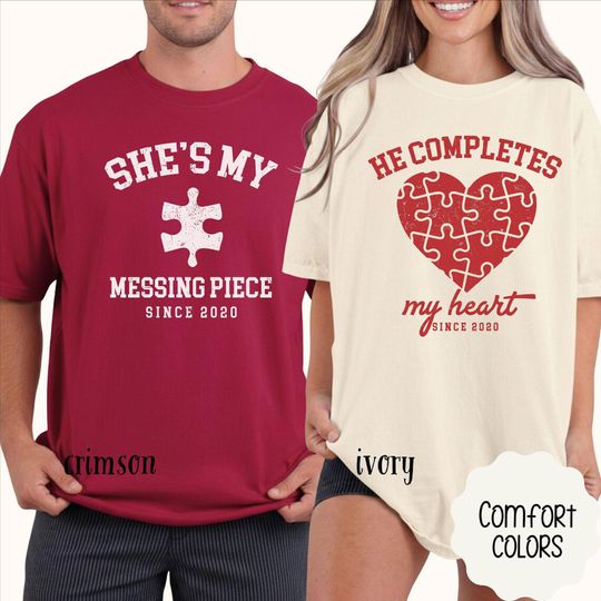 Discover Comfort Colors Couple Valentine Tshirt, Matching Puzzle Heart Shirt, Valentines Couples Gift,ana2616