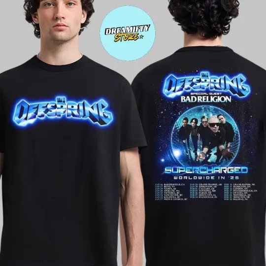Discover The Offspring Supercharged Worldwide In 26 Tour 2026 Concert Unisex T-Shirt