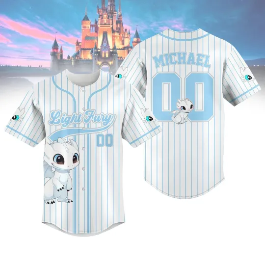 Discover Custom Light Fury Striped Baseball Jersey, Disney How To Train Your Dragon Baseball Jersey