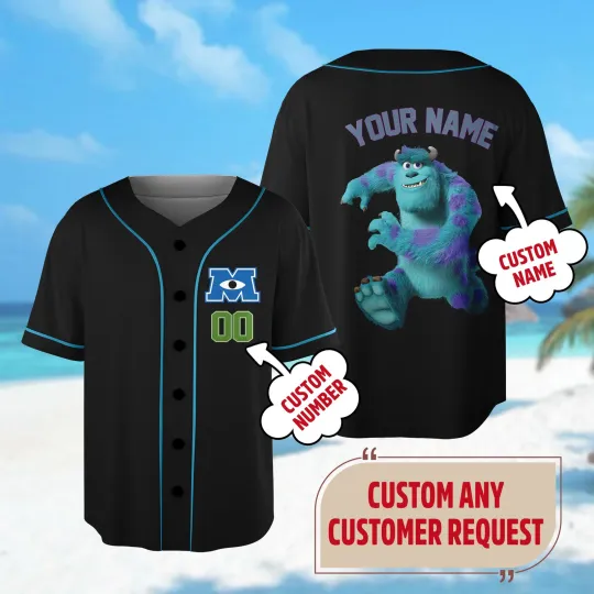 Discover Custom James P Sullivan Baseball Jersey, Monsters Inc Baseball Jersey Team Monster