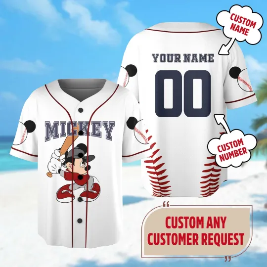 Discover Personalized Disney Mickey Mouse Baseball Jersey, Mickey Mouse Jersey Team