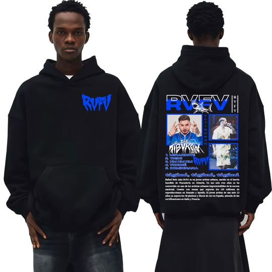 Discover Rapper RVFV Eltiburón Tour Album 2025 Cover Hoodies Men Long Sleeve Casual Hoodie Fashion Vintage Pop Music Oversized Sweatshirt