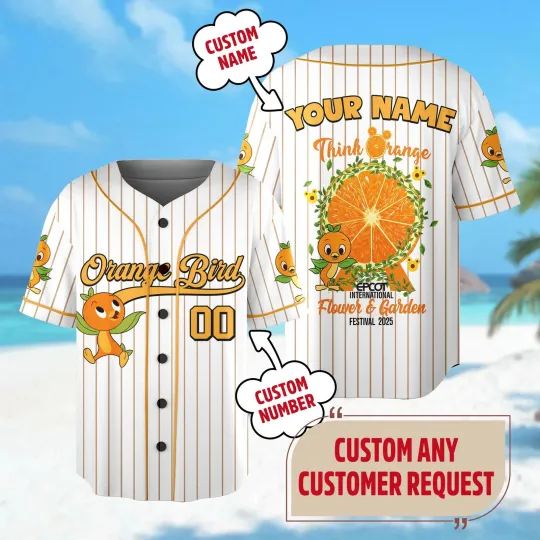 Discover Custom Disney Orange Bird Epcot Flower and Garden Baseball Jersey Epcot Orange