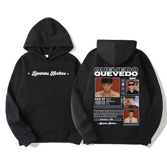 Discover Rapper QUEVEDO Buenas Noches Tour Album Hoodies Men Women Vintage Hip Hop Fashion Sweatshirt Casual Fleece Long Sleeve Pullovers