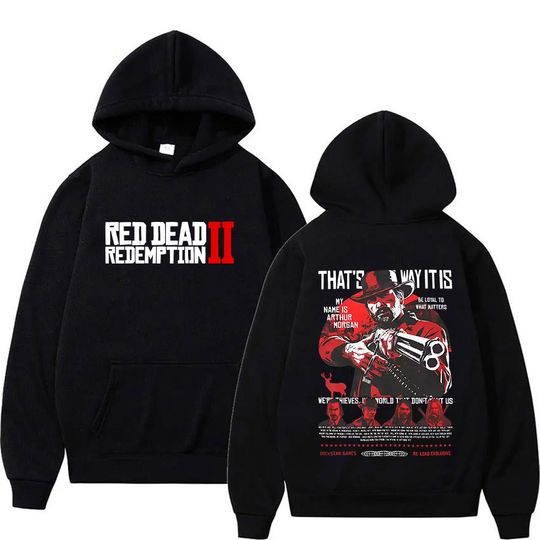 Red Dead Redemption 2 Print Hoodie Men's Vintage Oversized Fashion Sweatshirt Casual Long Sleeve Autumn/Winter Hooded Streetwear