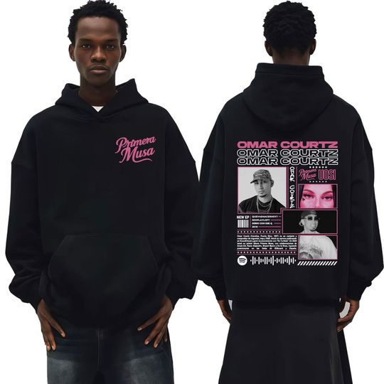 Discover Omar Courtz Primera Musa Album Tour Double Sided Printed Hoodies Men Women Hip Hop Vintage Hoodie Casual Long Sleeve Sweatshirts