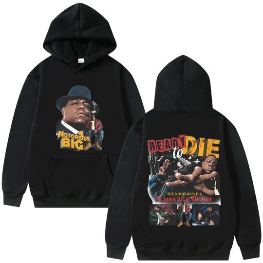 Discover Rapper The Notorious Big Ready To Die Album Hoodie Biggie Smalls Streetwear Men Women Hip Hop Vintage Oversized Pullover Hoodies