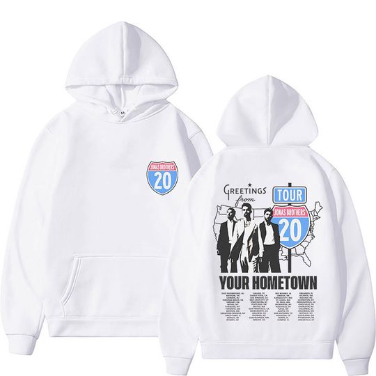 Discover Jonas Brothers Greetings From Your Hometown Hoodies Men Women Oversized Sweatshirts Fashion Vintage Hooded Pullovers Streetwear