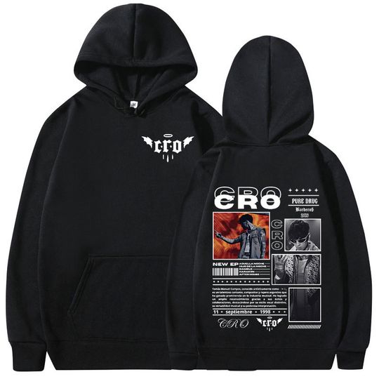 Discover Rapper C.R.O Graphic Hoodies Men's Women Vintage Fashion Hooded Sweatshirts Hip Hop Oversized Pullovers Fans Gift Streetwear