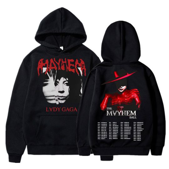 Ld ga The Mayhem Ball Tour 2025 Hoodies Trendy Hip Hop Vintage Long Sleeve Men Women Fleece Oversized Tracksuit Streetwear