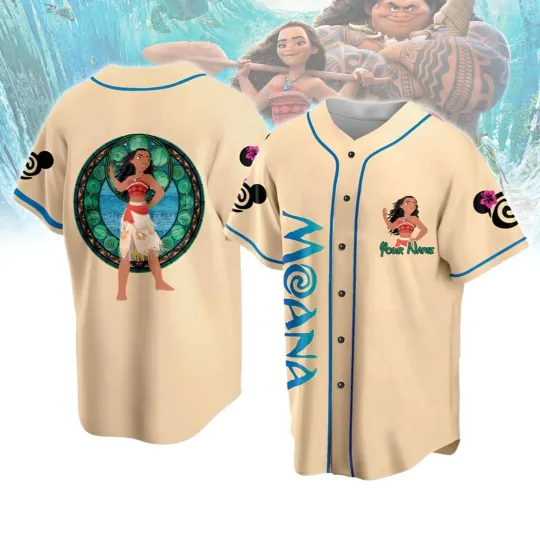 Discover Personalize Disney Princess Moana Baseball Jersey, Princess Moana Shirt