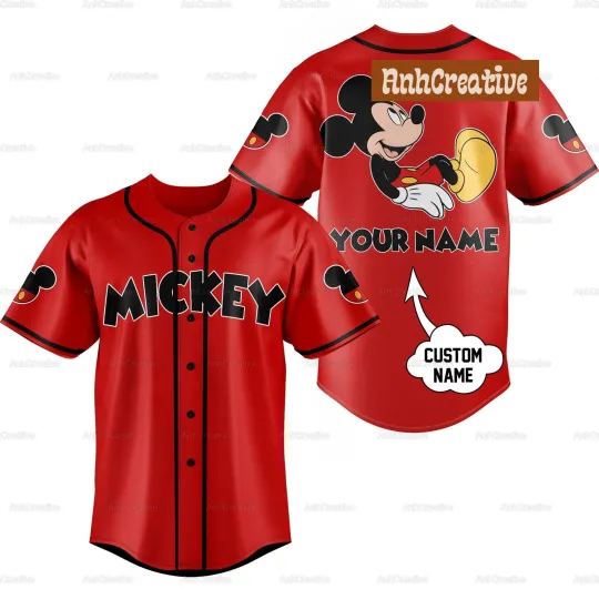 Discover Custom Mickey Mouse Baseball Jersey, Cartoon Baseball Tee Disneyland Shirt