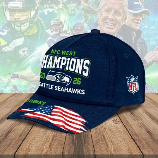 Discover Seahawks 2025 NFC West Champions Classic Cap