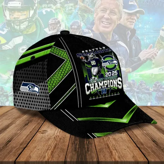Discover Seahawks 2025 NFC West Champions Classic Cap