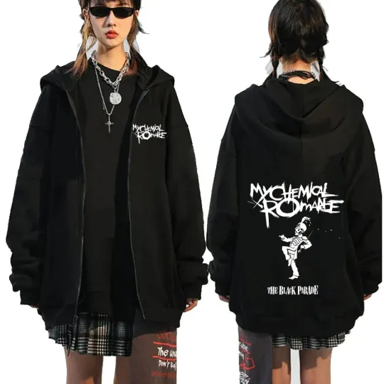 My Romantic Band (MCR) Reaper Zipper Hoodie Black Parade Punk Emotion Rock Zipper Hoodie Men's Fashion Retro Hip Hop Hoodie