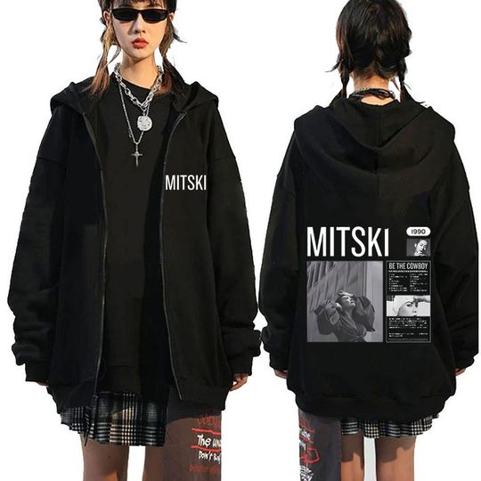 Autumn Rapper Singer Mitsky Became A Cowboy Graphic Zipper Hoodie, and Fahsion Retro Pure Cotton Zipper Jacket Casual Hoodie.