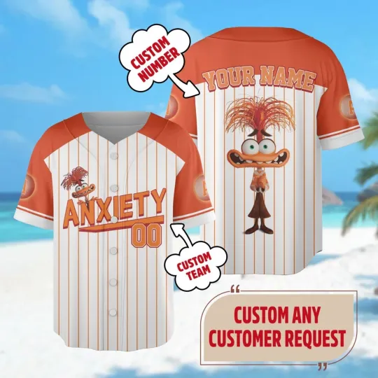 Discover Custom Anxiety Inside Out Baseball Jersey, Personalized Team Jerseys, Inside Out