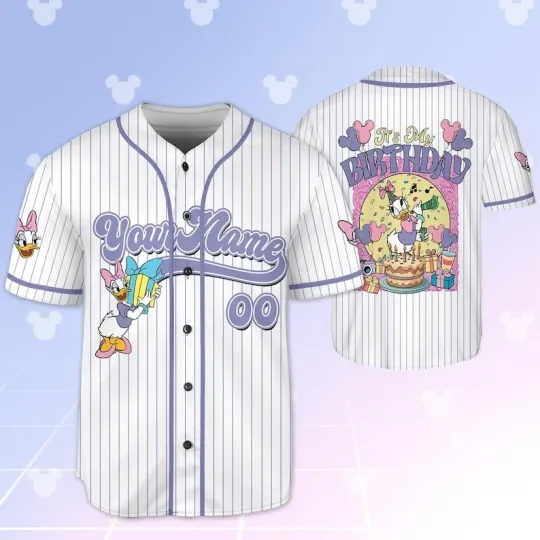 Discover Personalized Duck Daisy Birthday Baseball Jersey, Daisy Birthday Jersey, Disney