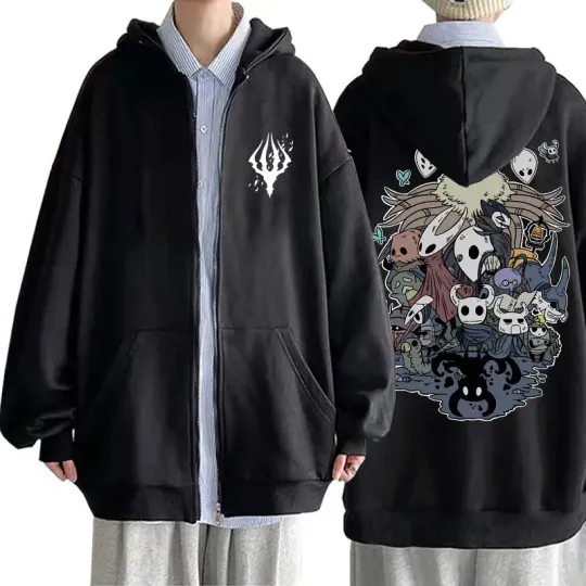 Game Hollow Void Hollow Knight Zipper Hoodie Mens Fashion Hooded Sweatshirt All-match Men Women Anime Black Loose Zip Up Jacket