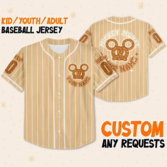 Discover Personalize cute Pretzel micky mouse Custom Baseball Jersey