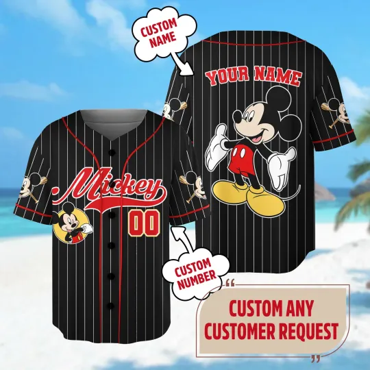 Discover Personalized Disney Mickey Mouse Baseball Jersey Custom Kid Adult Mickey Shirt