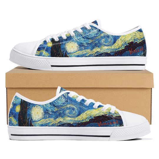 Discover Van Gogh Starry Night Sneakers Women's Low Top Canvas Shoes