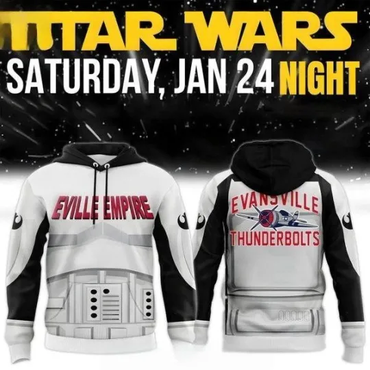 Discover Evansville Thunderbolts 2026 Star Wars Night Hoodie