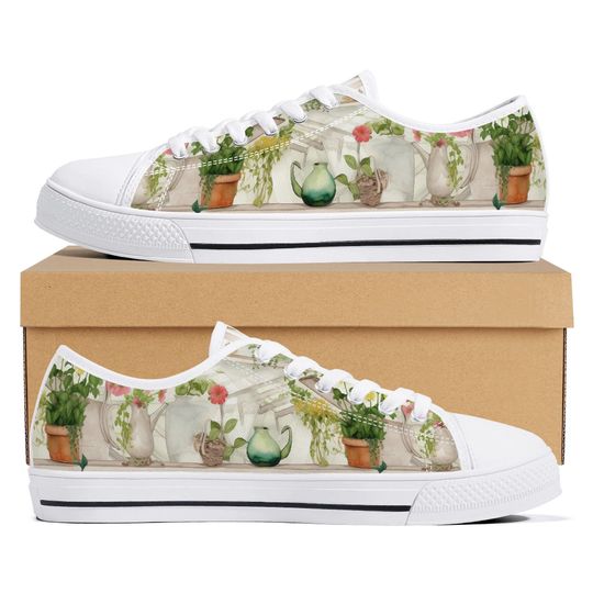 Discover Plant Lover Canvas Sneakers with Botanical All-Over Print for Women