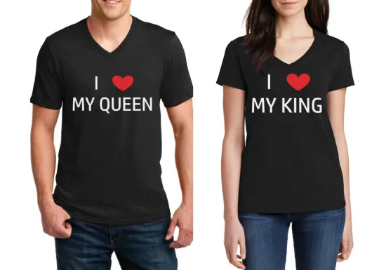 Discover I Love My King & Queen Shirts Matching SET Couple Valentines Day Heart