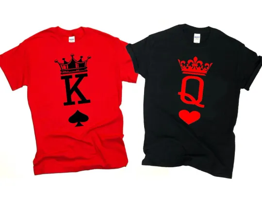 Discover Couples Matching King and Queen Playing Card T-shirts Valentines Day