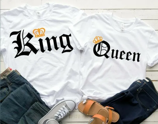 Discover Couples Matching King and Queen T-shirts Valentines Day