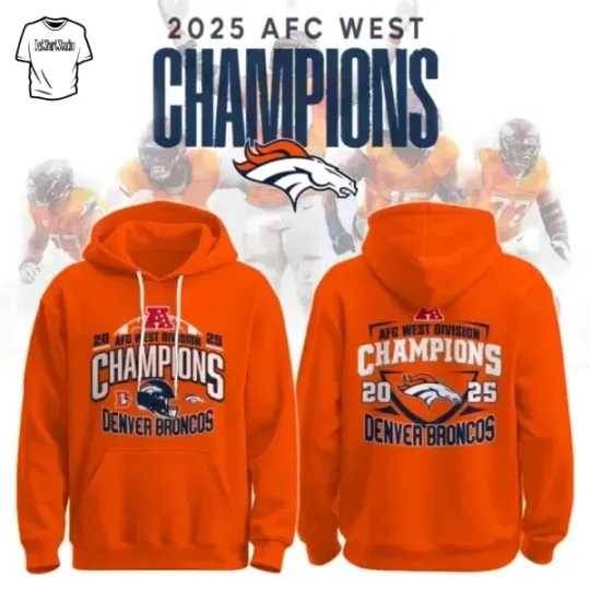 Discover Broncoss 2025 A.F.C West Division Champions Locker Room Hoodie